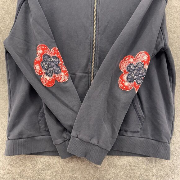 Driftwood Womens Knit Full Zip Hoodie Size XL Americana Patchwork Embroidered - Picture 4 of 11